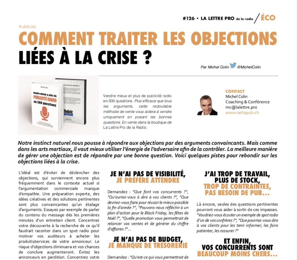 LLP126 MICHEL COLIN objections crise covid