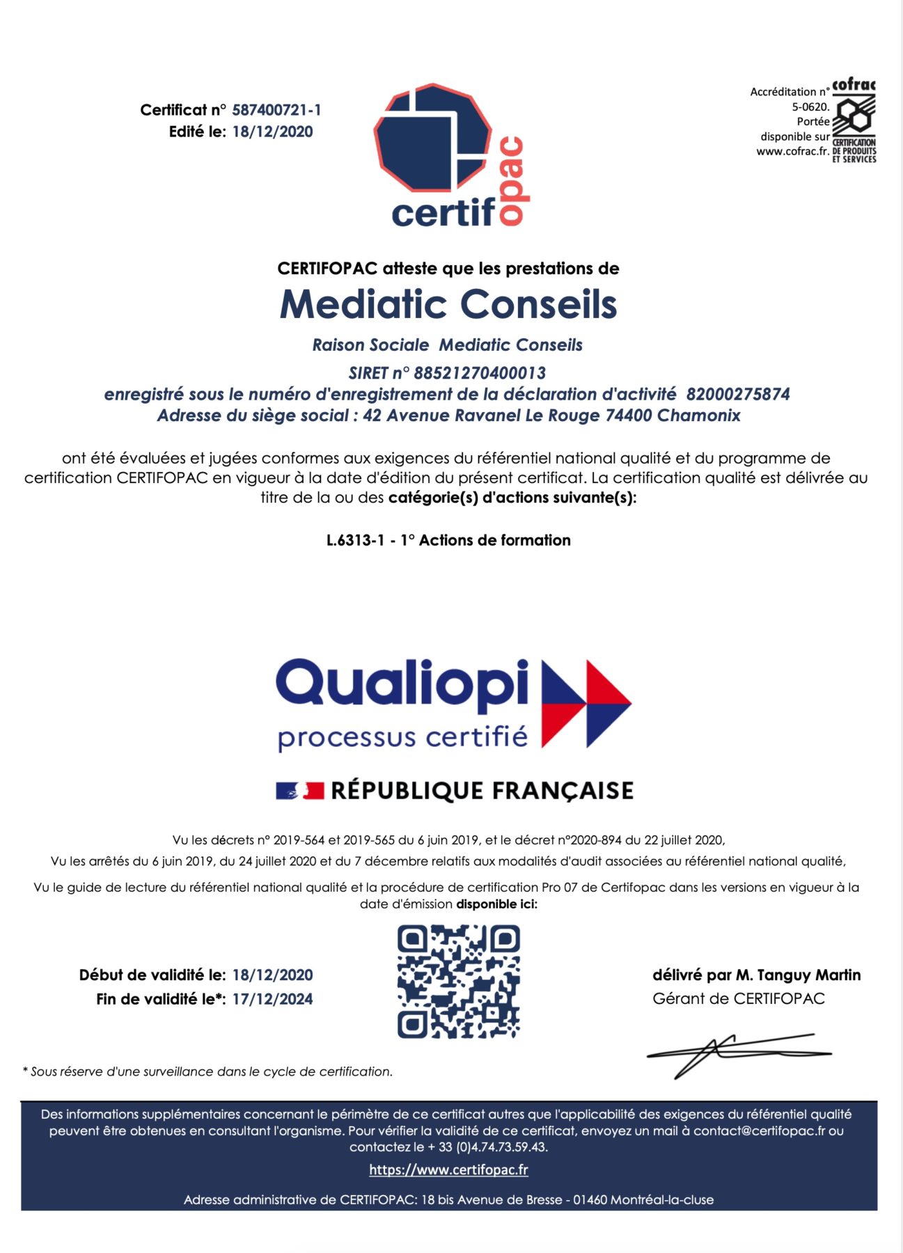 certificat Qualiopi